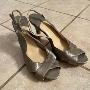 COLE HAAN X NikeAir Women’s TAN/GOLD Strappy Slingback HEEL Shoes Size 10.5 B